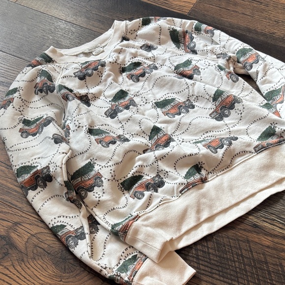American Eagle Cozy Truck Print Off-White Christmas Crewneck Sweatshirt Size XS - Picture 3 of 4
